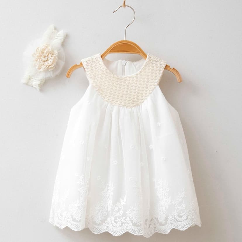 Baby Girl - White Dress With Baby Bond